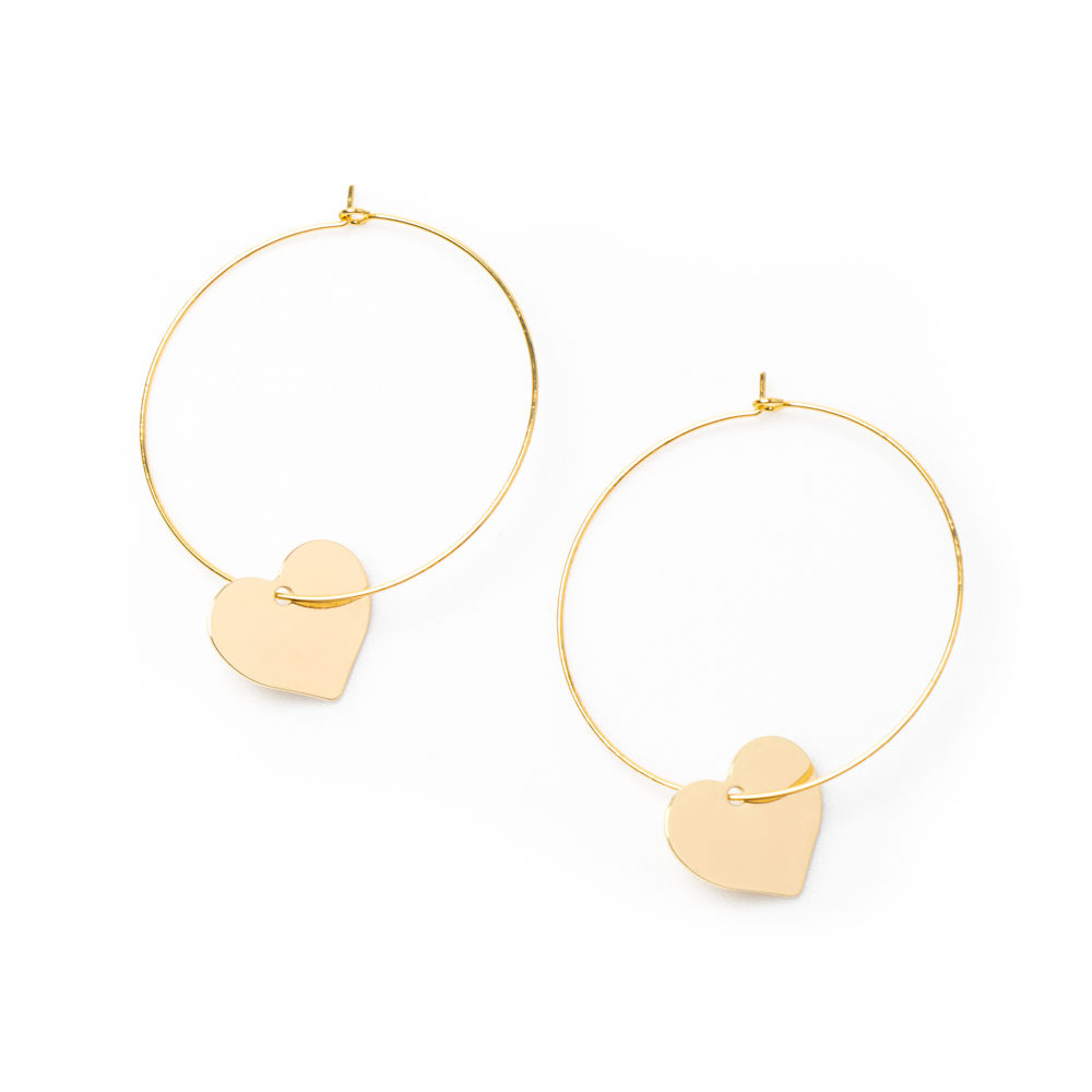 Heart On Hoop Earring in Gold Plate - Stylish Gold Heart Hoop Earrings - Shopthatapp.ca