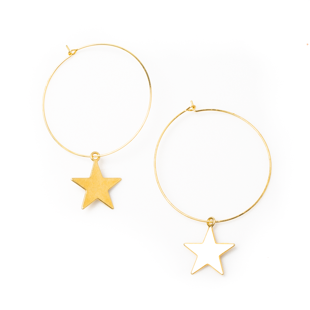 Star Hoop Earrings Gold Plated - Stylish and Elegant Jewelry - Shopthatapp.ca
