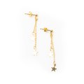 Double Drop Star Earrings in Gold Plate - Elegant Chain Design - Shopthatapp.ca