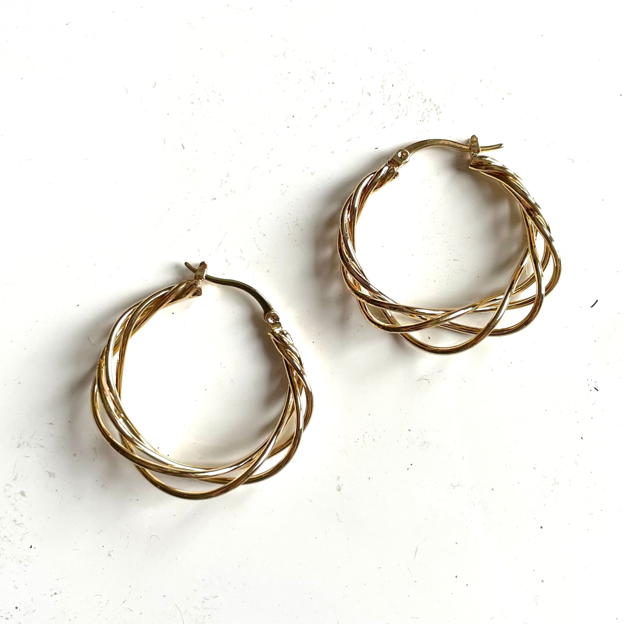 Twist Hoop Earrings Gold Plated for Elegant Style - Shopthatapp.ca