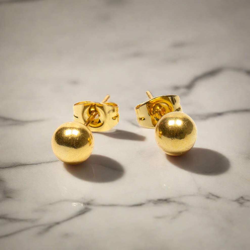 Gold Plated Ball Stud - Elegant Gold Plate Ear Jewelry - Shopthatapp.ca