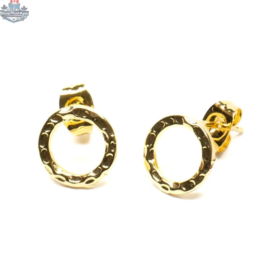 Gold-plated open circle stud earrings by Suzie Blue Canada, elegant jewelry with minimalist design.