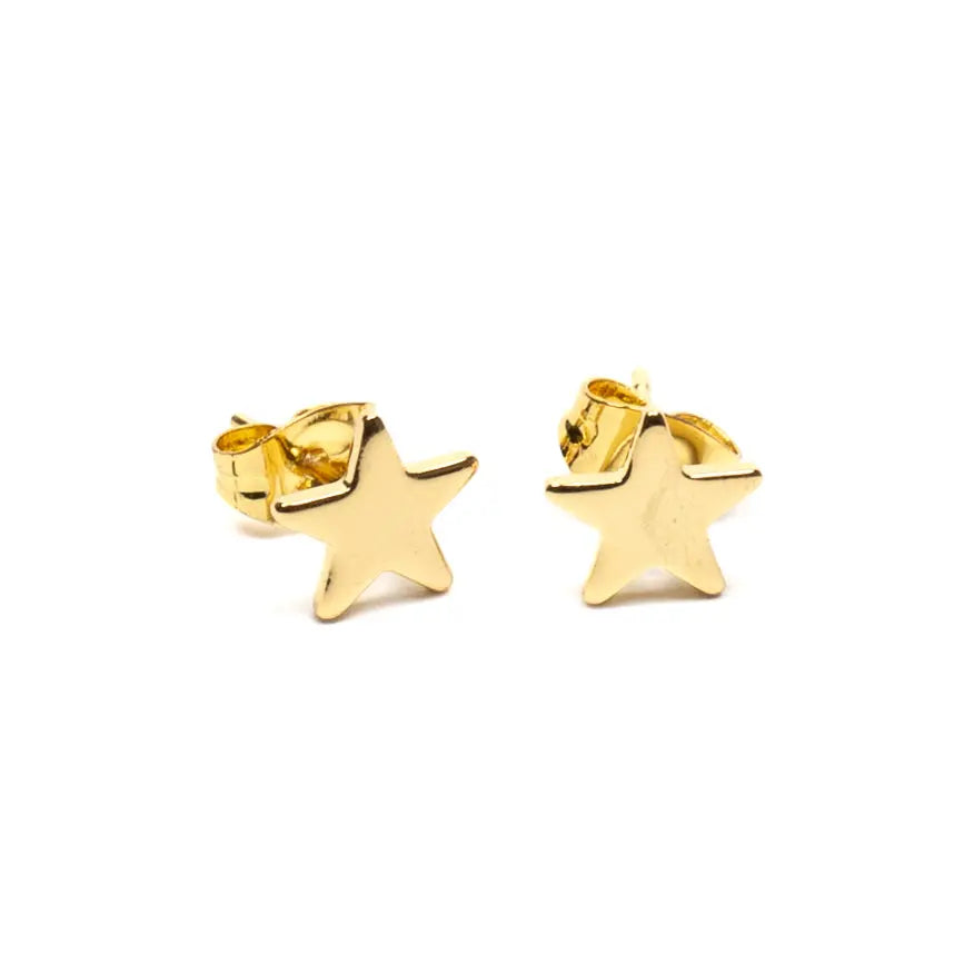 Gold plated star stud earrings by Suzie Blue Canada featuring elegant, stylish jewelry design with shiny star-shaped studs.