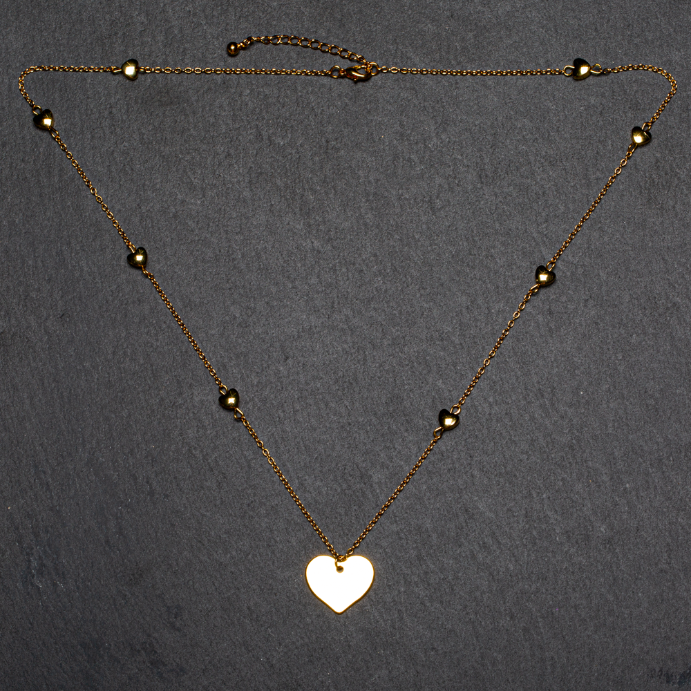 Heart Necklace Gold Plate - Heart On Heart Chain Necklace in Gold Plate - Shopthatapp.ca