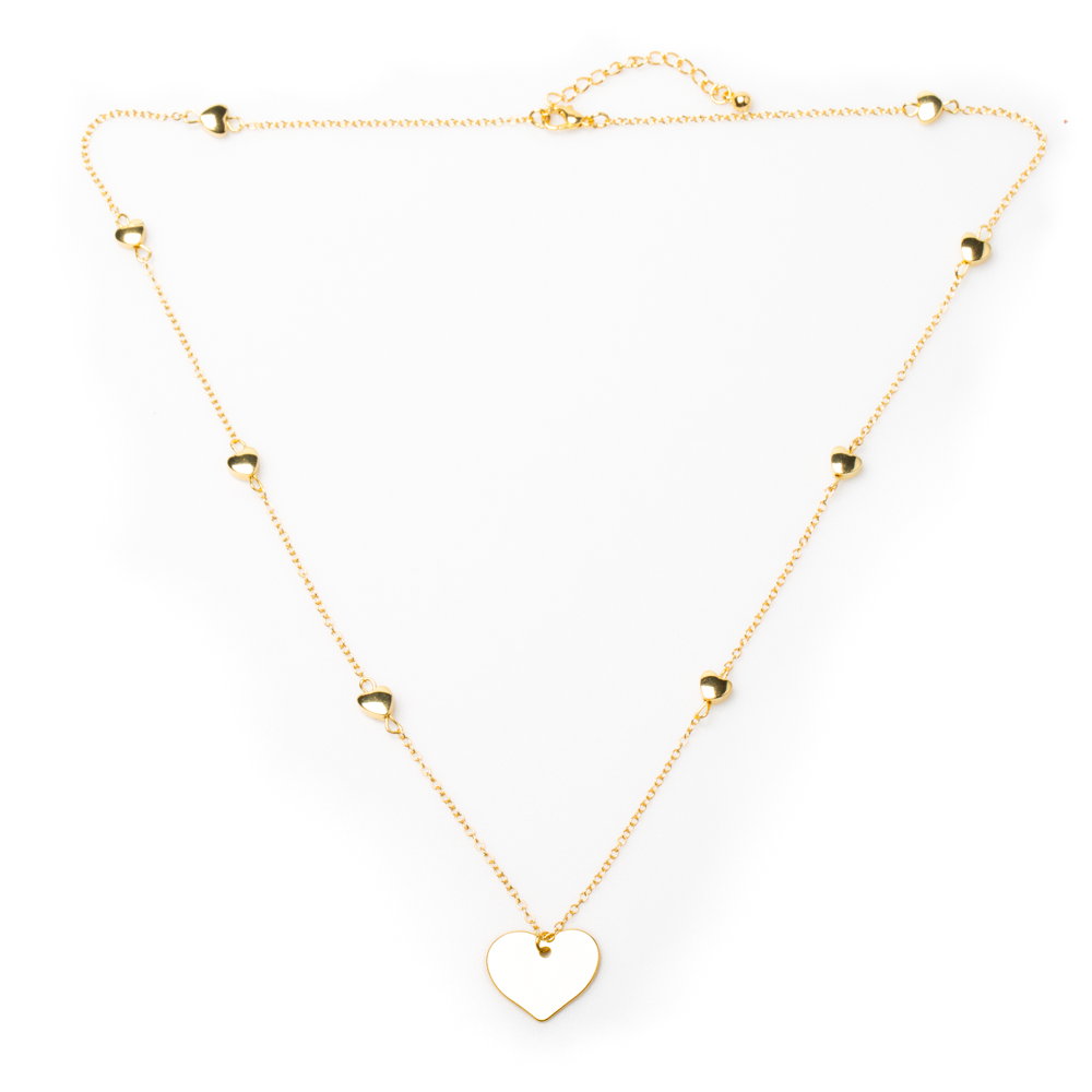 Heart Necklace Gold Plate - Heart On Heart Chain Necklace in Gold Plate - Shopthatapp.ca