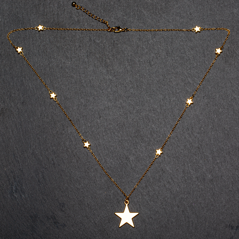 Star On Star Gold Plated Chain Necklace for Women - Elegant Fashion Jewelry - Shopthatapp.ca