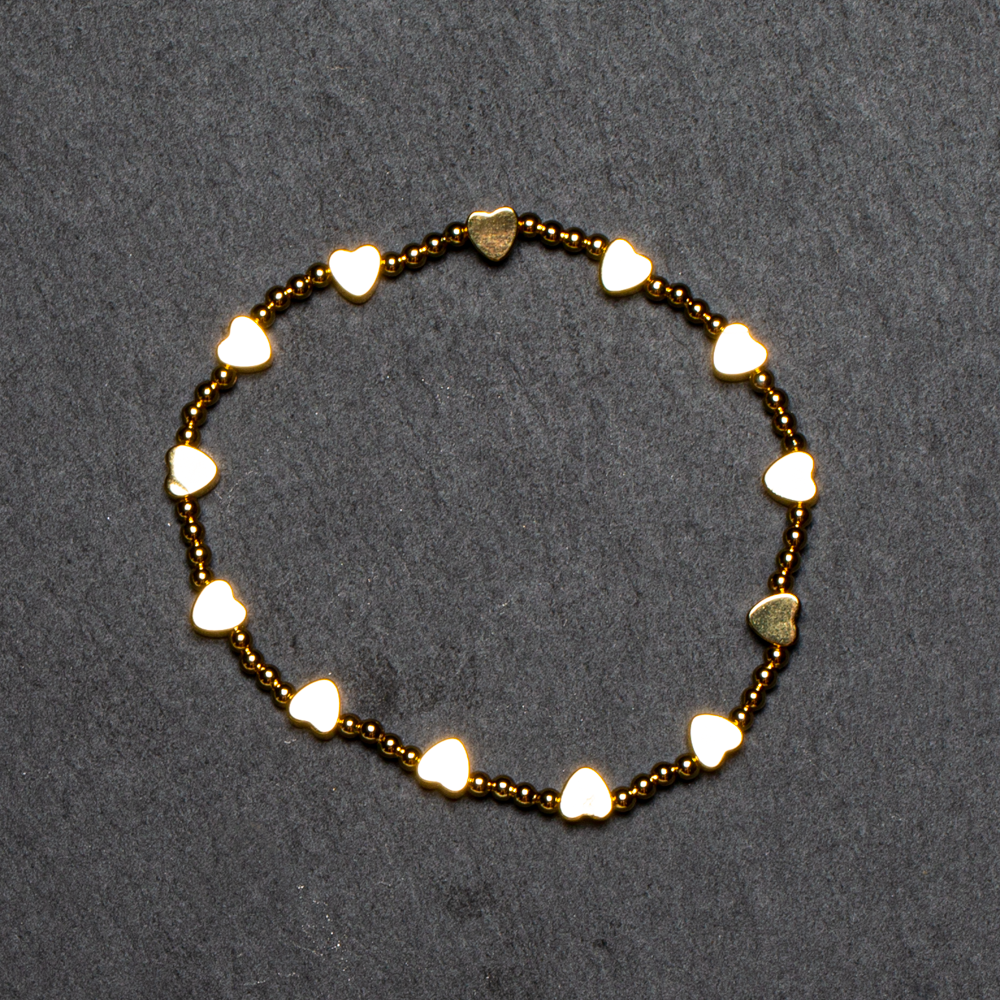 Elasticated Gold Heart Bracelet - Elegant Gold Plate Design - Shopthatapp.ca