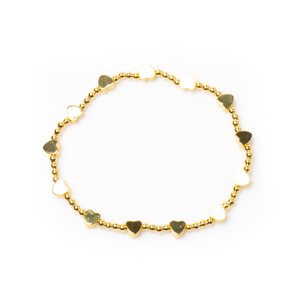 Elasticated Gold Heart Bracelet - Elegant Gold Plate Design - Shopthatapp.ca