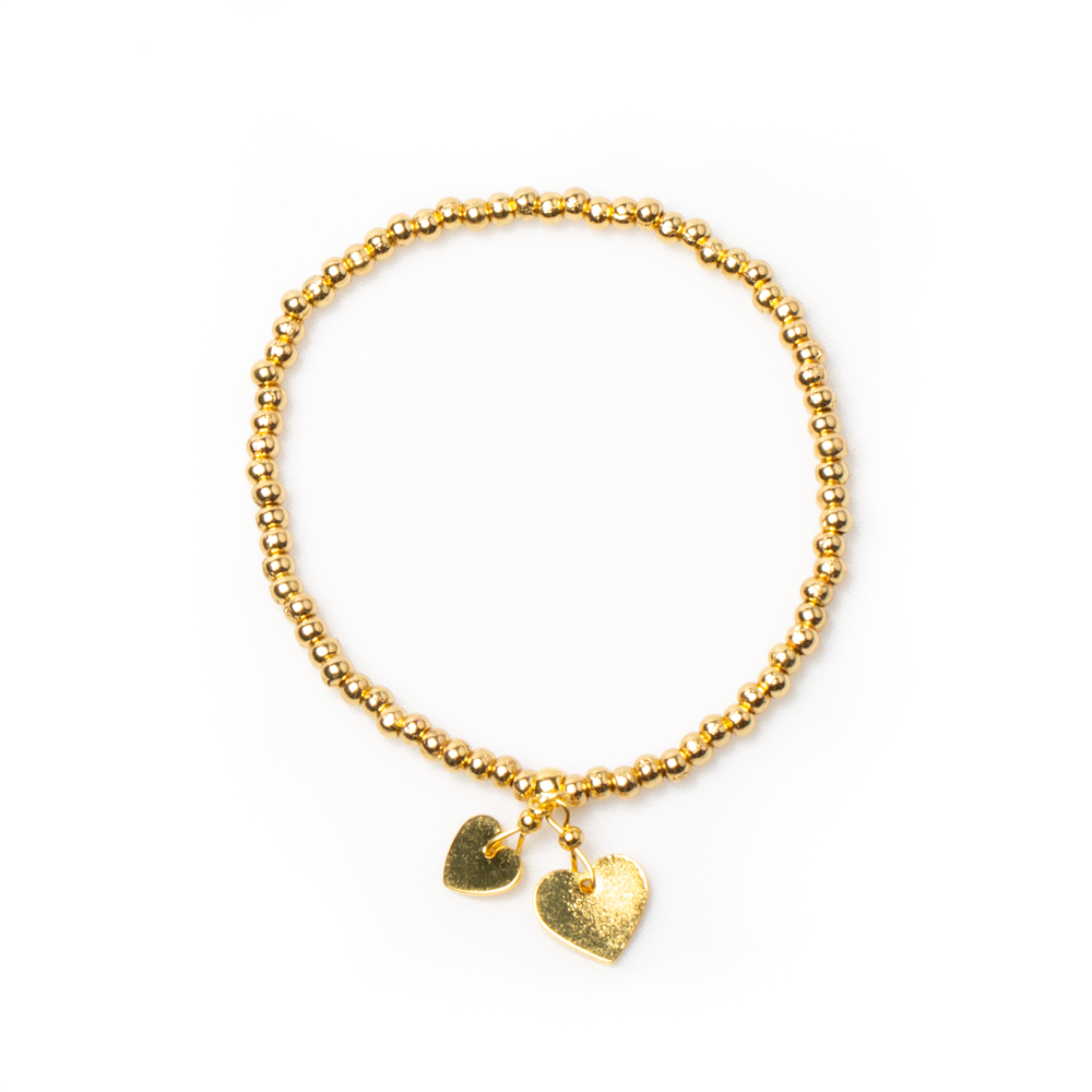 Elasticated Gold Heart Charm Bracelet in Gold Plate - Shopthatapp.ca