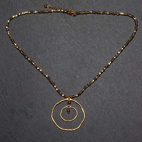 Beaten Double Ring Necklace Gold Plate for Elegant Style - Shopthatapp.ca