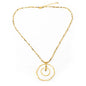 Gold plated beaten double ring necklace by Suzie Blue Canada, featuring a stylish and elegant design.