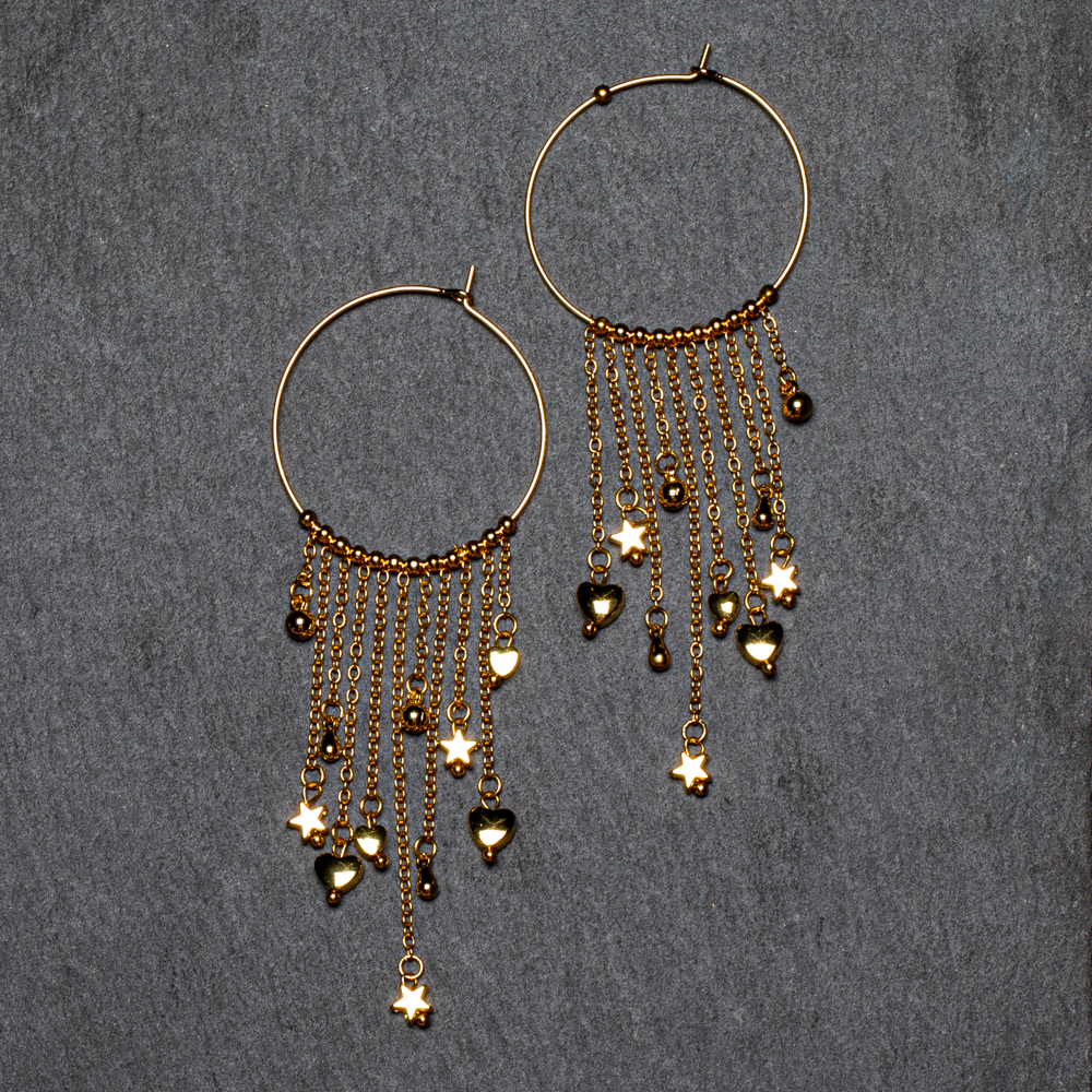 Gold Plate Ring and Charms Earring - Elegant Fashion Accessory - Shopthatapp.ca