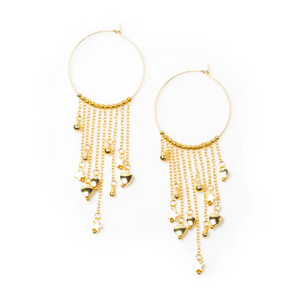 Gold plate ring and charms earrings by Suzie Blue Canada, featuring elegant design with intricate details and fashionable style.