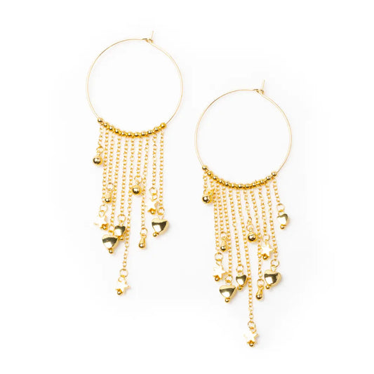 Gold plate ring and charms earrings by Suzie Blue Canada, featuring elegant design with intricate details and fashionable style.