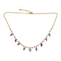 Amethyst glass bead necklace with gold plate droplet accents, elegant jewelry piece from Suzie Blue Canada.