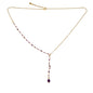 Amethyst drop necklace with delicate glass beads in gold plate by Suzie Blue Canada, featuring a purple amethyst pendant and elegant design.