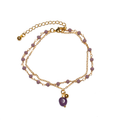 Amethyst Glass Bead Bracelet with Gold Plate - Shopthatapp.ca