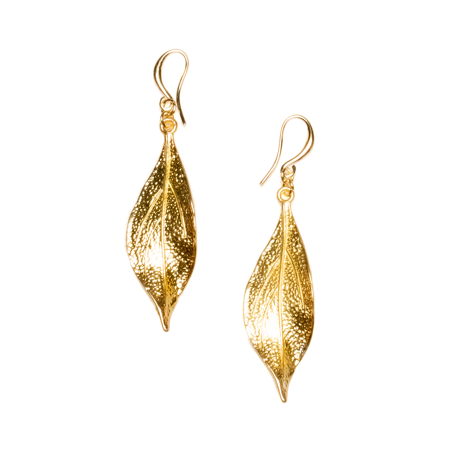 Textured Leaf Earrings- Gold Plate - Shopthatapp.ca
