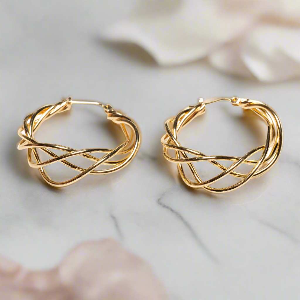 Twist Hoop Earrings Gold Plated for Elegant Style - Shopthatapp.ca
