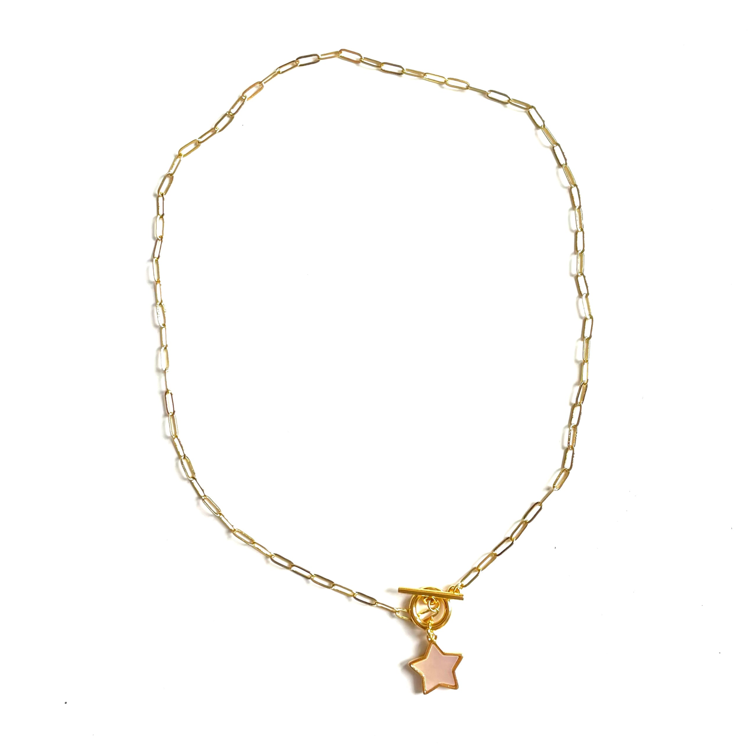 Chainlink Necklace With Mother Of Pearl Charm - Shopthatapp.ca