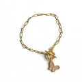 Chainlink Bracelet With Mother Of Pearl Charm - Shopthatapp.ca