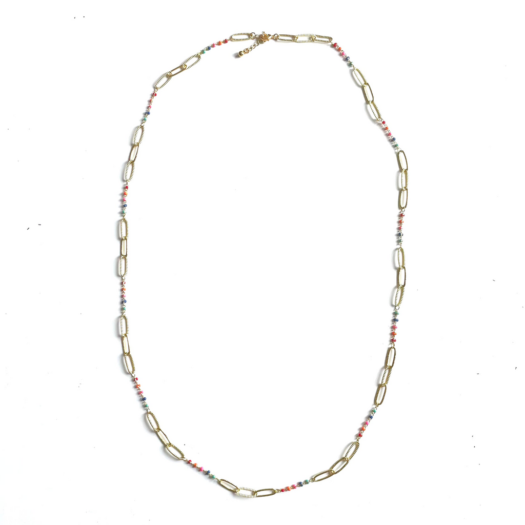 Long Chainlink Enamel Necklace for Elegant Style - Shopthatapp.ca