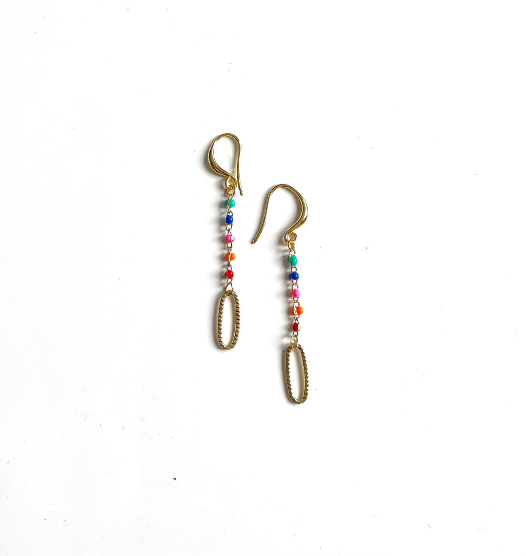 Long Chainlink Earrings with Enamel - Shopthatapp.ca