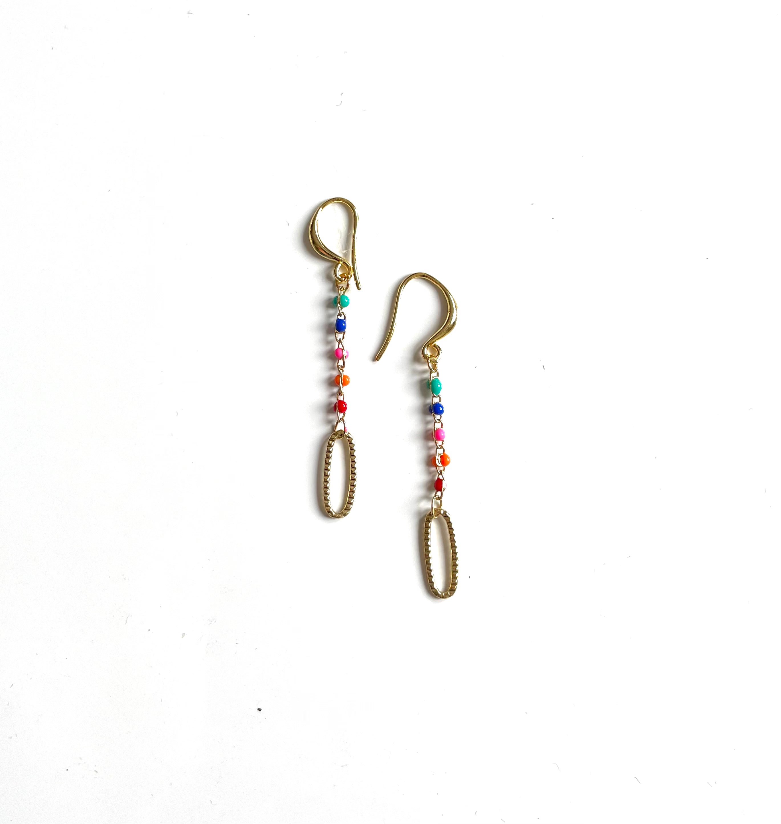 Long Chainlink Earrings with Enamel - Shopthatapp.ca
