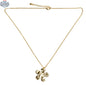 Gold plated hammered flower pendant necklace on chain by Suzie Blue Canada, featuring a detailed floral design.