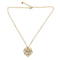 Gold plated hammered leaf pendant necklace on chain by Suzie Blue Canada, featuring a textured leaf design.