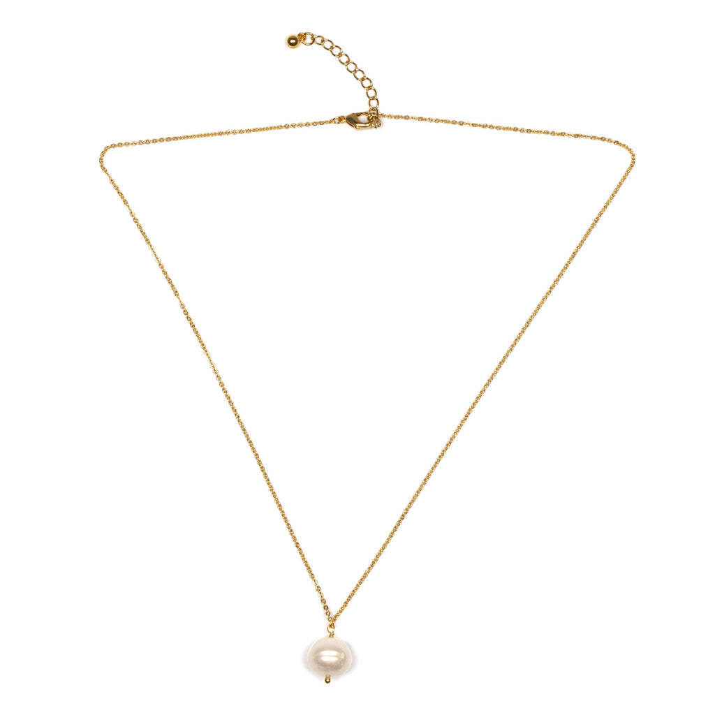 Single Pearl Drop Necklace - Gold Plate - Shopthatapp.ca