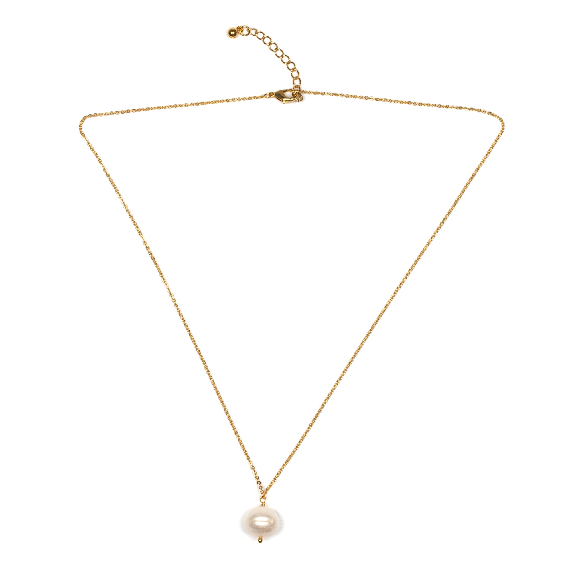 Single Pearl Drop Necklace - Gold Plate - Shopthatapp.ca