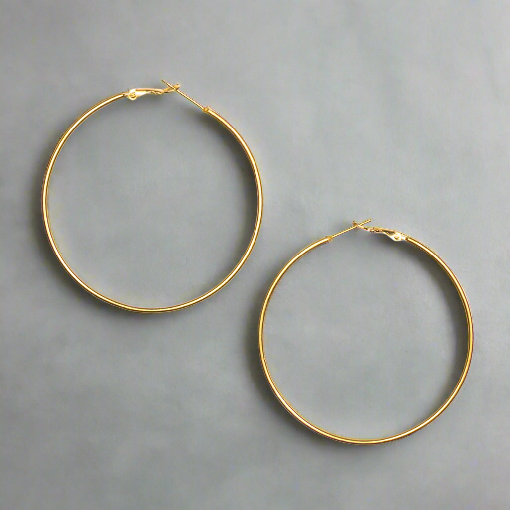 Large Gold Hoop Earrings - Stylish Gold Plate Design - Shopthatapp.ca
