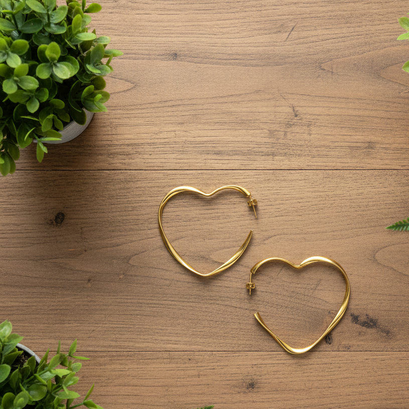 Large Gold Heart Hoop Earrings - Chic and Statement Jewelry - Shopthatapp.ca