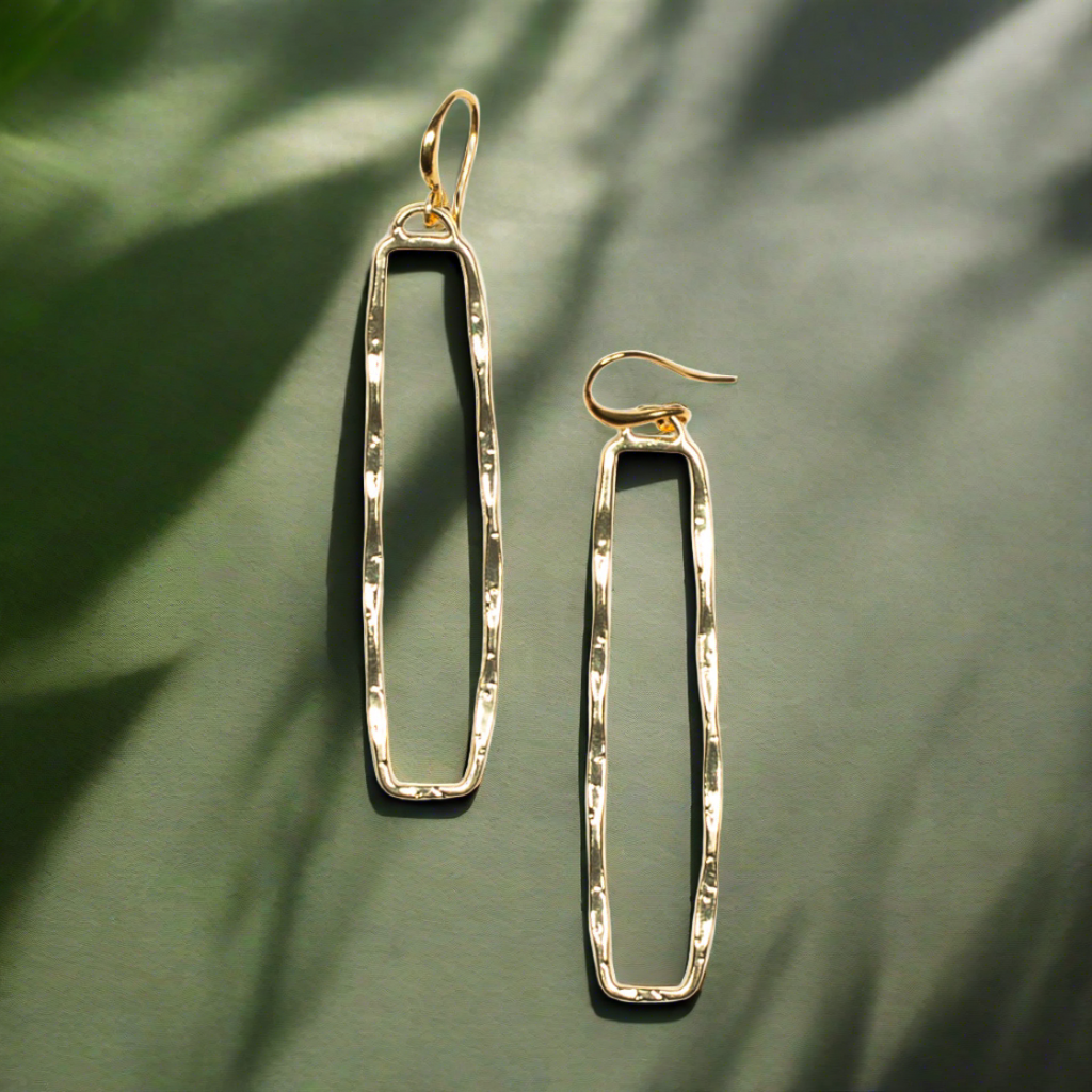 Rectangular Gold Drop Earrings - Elegant Gold Plate Design - Shopthatapp.ca