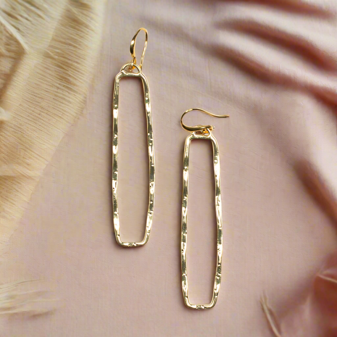 Rectangular Gold Drop Earrings - Elegant Gold Plate Design - Shopthatapp.ca