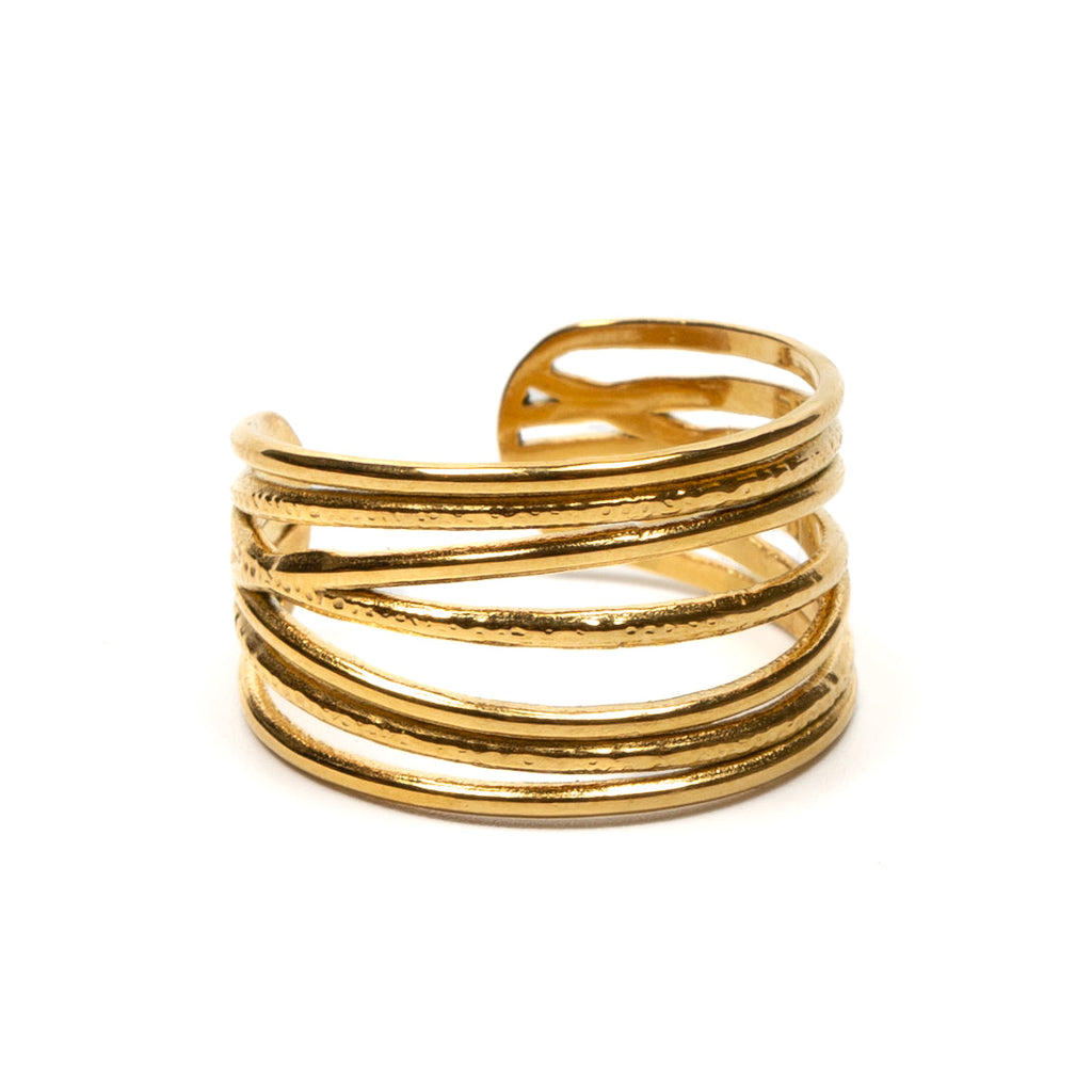 Multi Strand Gold Ring - Elegant Gold-Plated Design - Shopthatapp.ca