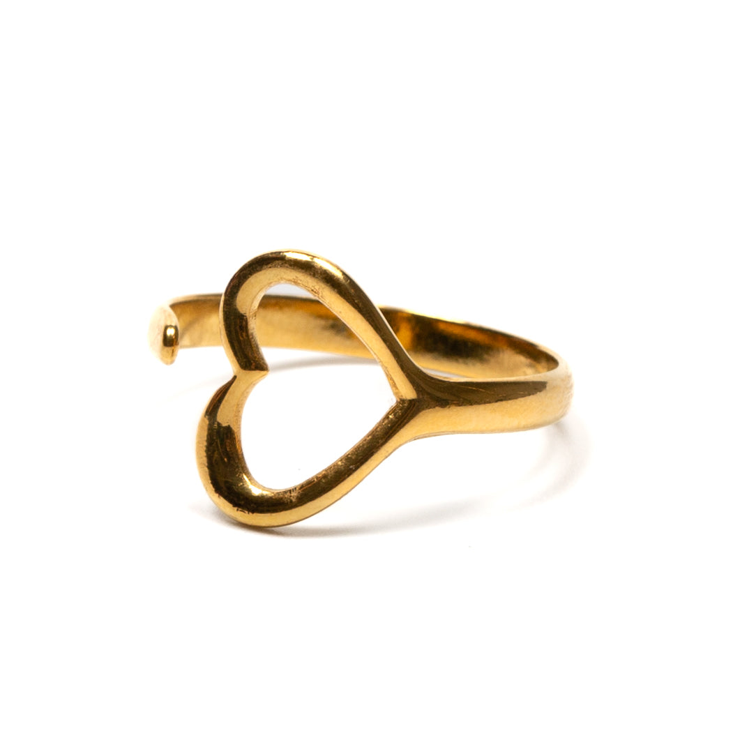 Single Open Heart Ring - Gold Plate - Shopthatapp.ca