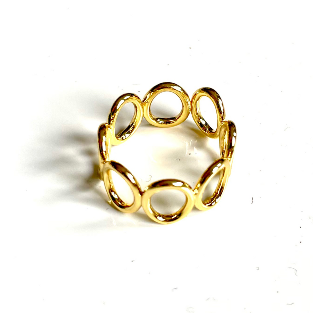Oval Gold Plated Ring - Elegant Gold Plate Design - Shopthatapp.ca