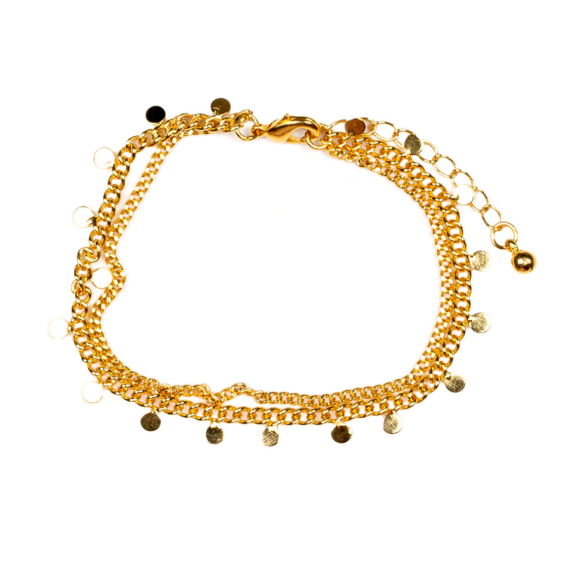Double Disc Chain Bracelet Gold Plate - Elegant Gold Accessory - Shopthatapp.ca