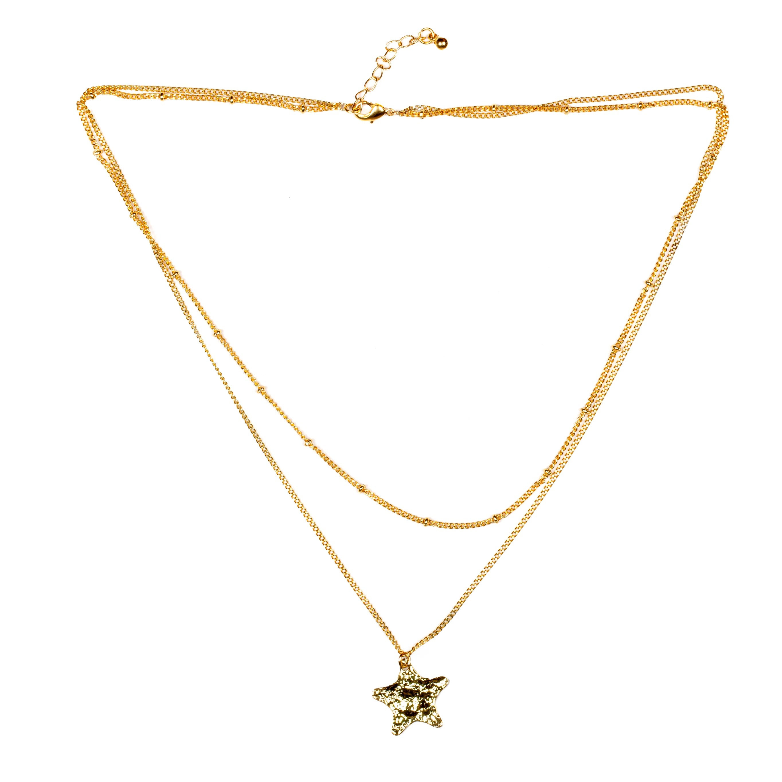 Double Strand Star Necklace- Gold Plate - Shopthatapp.ca