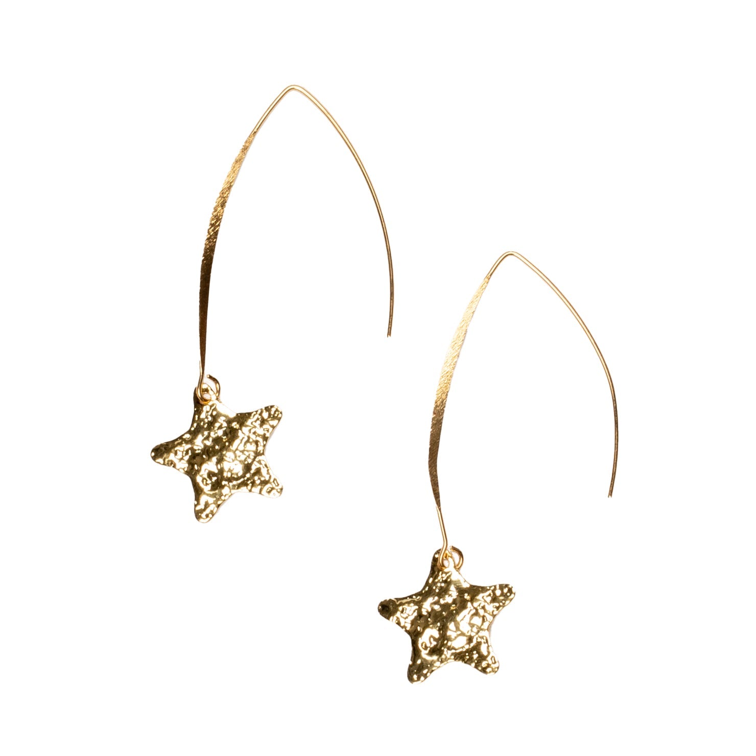 Hammered Gold Star Drop Earrings - Elegant Gold Plate Design - Shopthatapp.ca