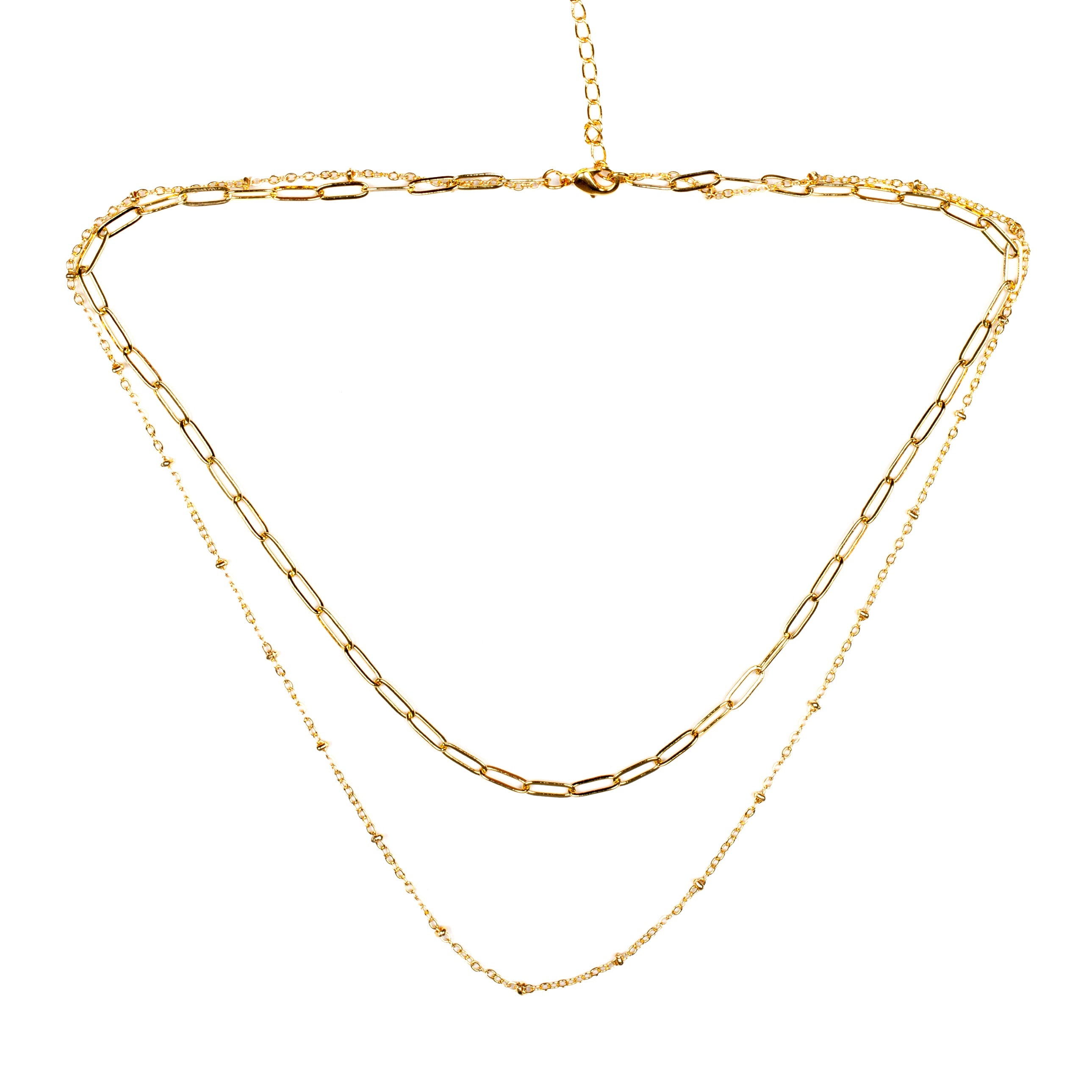 Double Chain Gold Necklace - Elegant Gold Plated Jewelry - Shopthatapp.ca