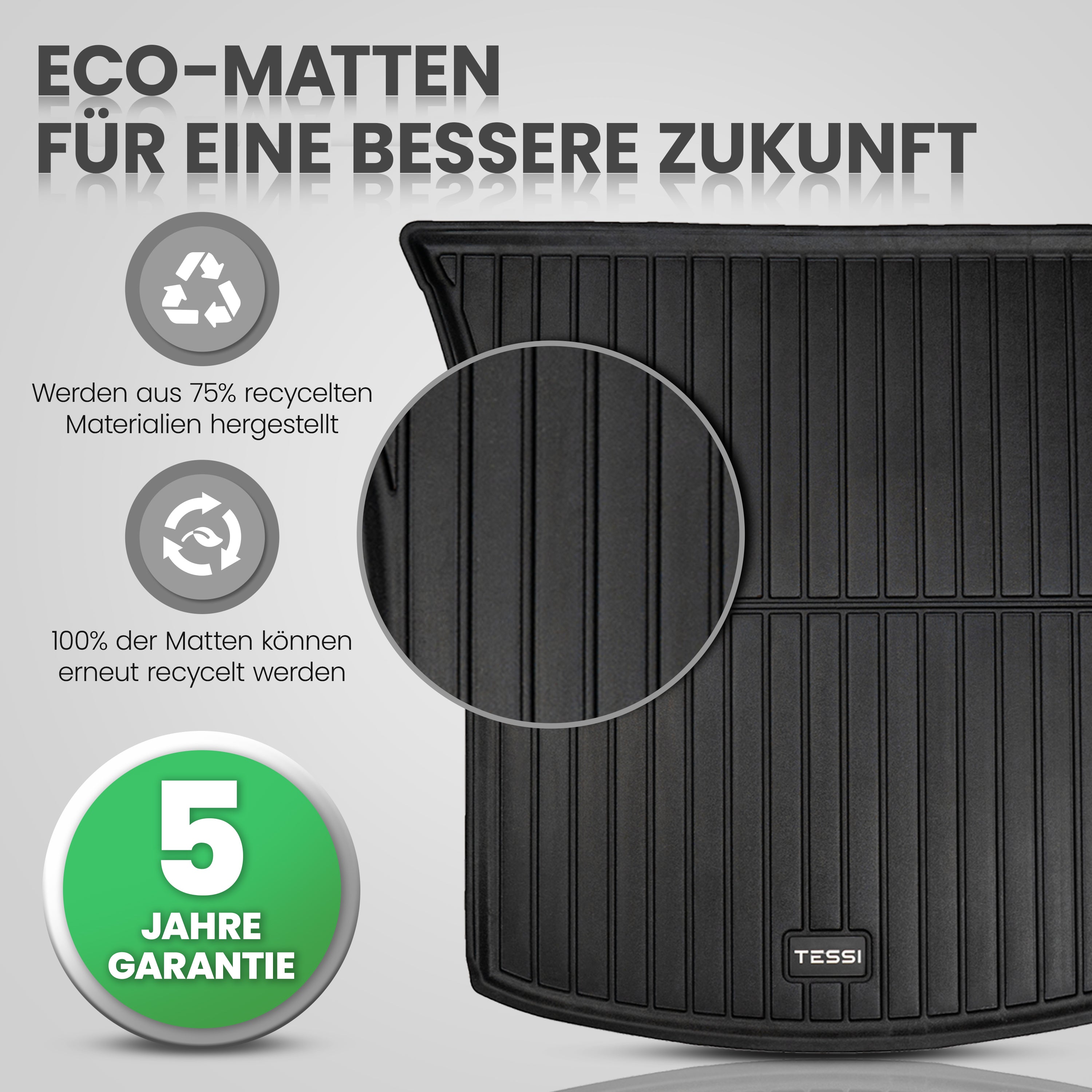 Tesla Model 3 Highland 5-teiliges Premium Gummimattenset Tessi® Greenline 75% Recycling Material