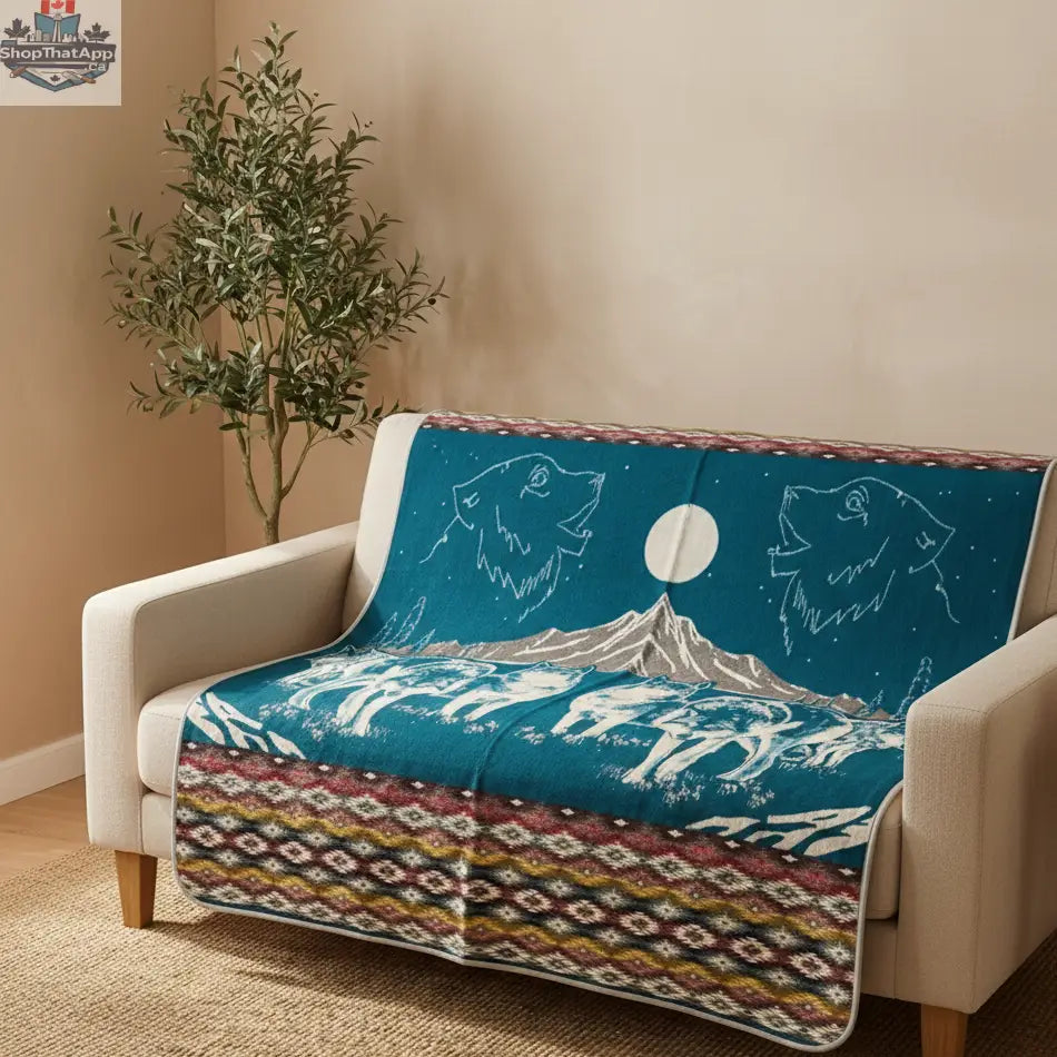 OLDTRIBES™ Whispering Wolf Moon Alpaca Blanket - Shopthatapp.ca