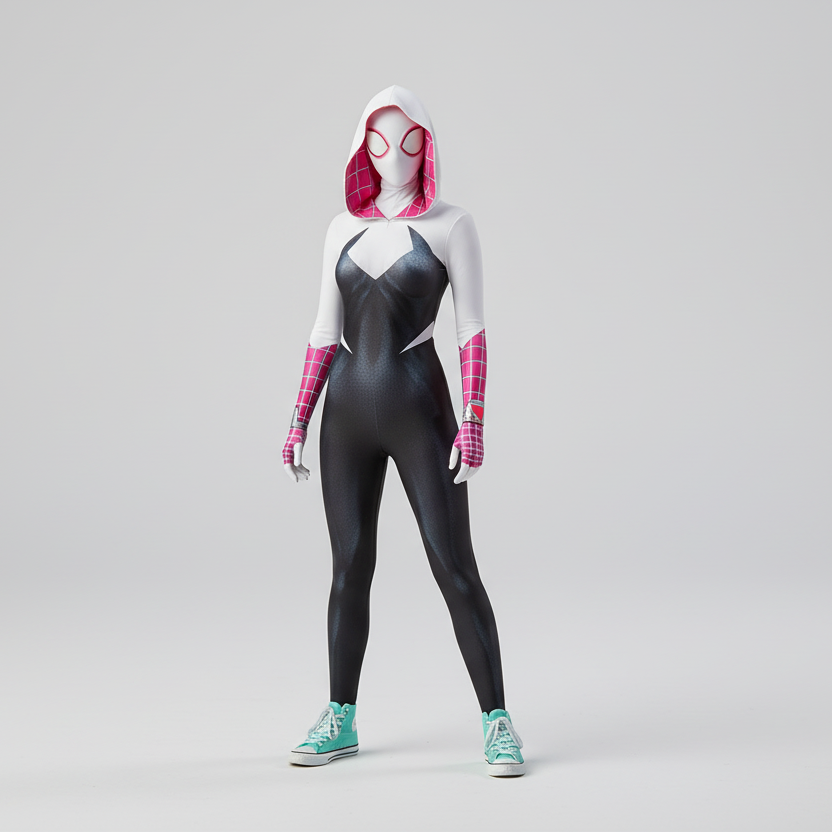 Super Hero Spider Gwen Cosplay Full Bodysuit Halloween Costume Zentai - Shopthatapp.ca