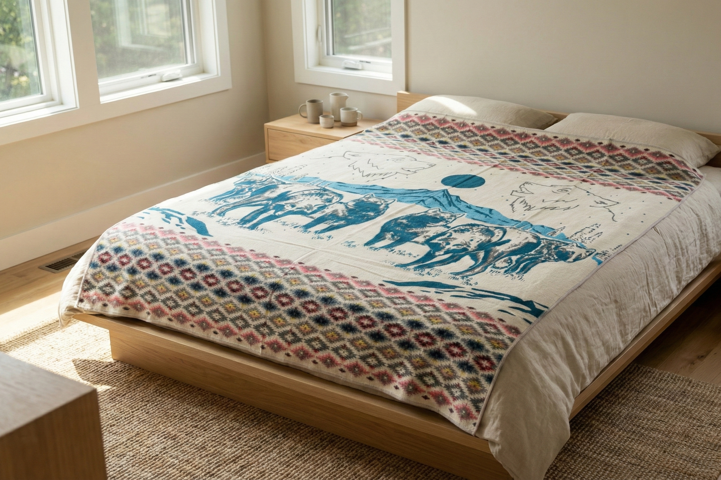OLDTRIBES™ Whispering Wolf Moon Alpaca Blanket