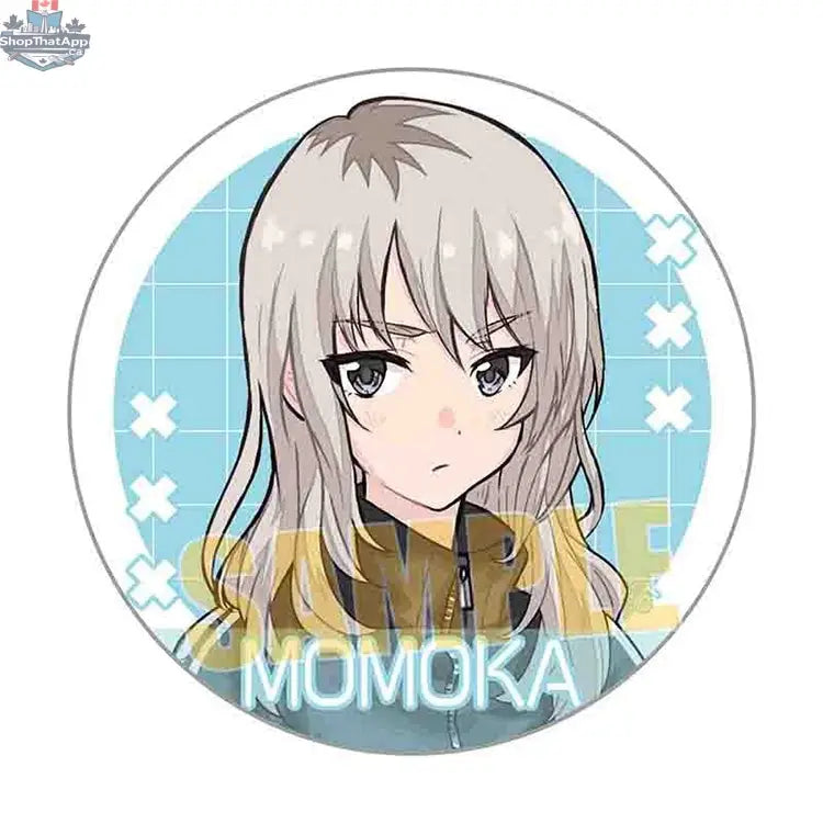 Girls Band Cry anime merchandise trading badge collection featuring Jersey Maid Ver. collectible badge with character artwork by Doki Doki Land.