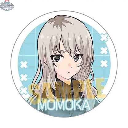 Girls Band Cry anime merchandise trading badge collection featuring Jersey Maid Ver. collectible badge with character artwork by Doki Doki Land.