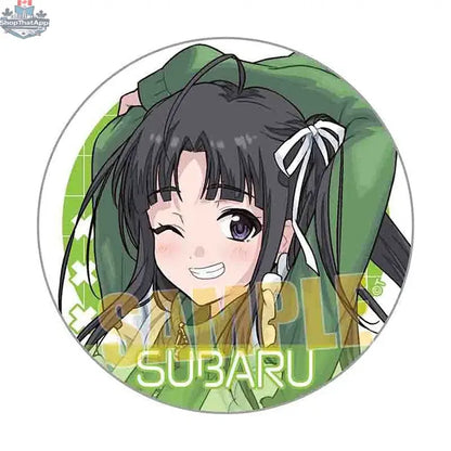 Girls Band Cry anime trading badge collection featuring Jersey Maid Ver., collectible keychains from Doki Doki Land.